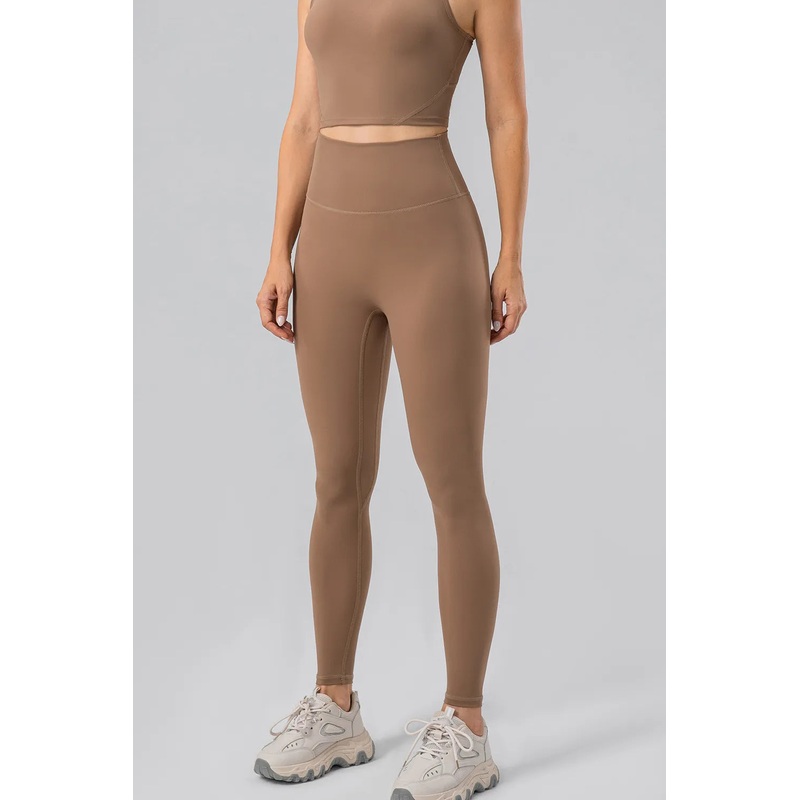 High Waist Wide Waistband Active Leggings Camel S