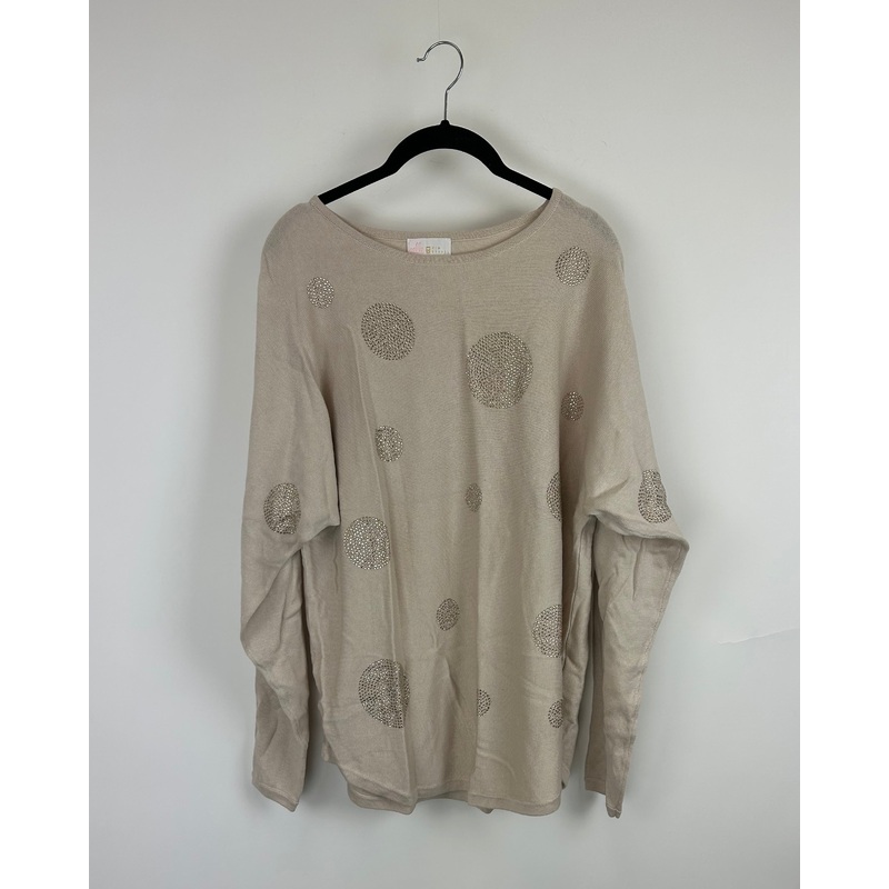 Light Brown Rhinestone Sweater – Size 6/8