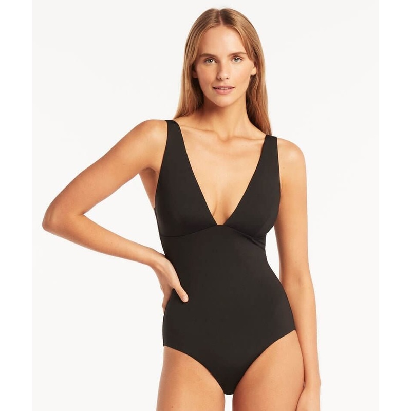 Sea Level Eco Essentials Longline Tri One Piece Swimsuit – Black 4