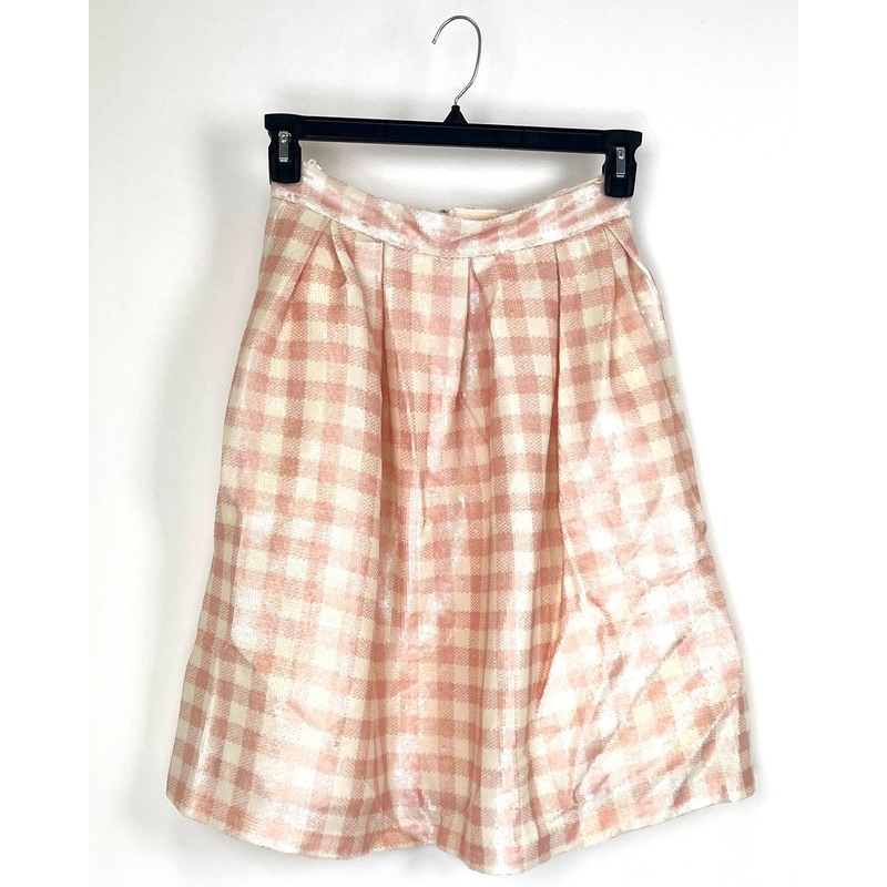 Sequin Peach Checkered Circle Skirt – Size 4/6