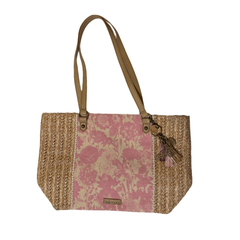 Tan Woven Tote Handbag