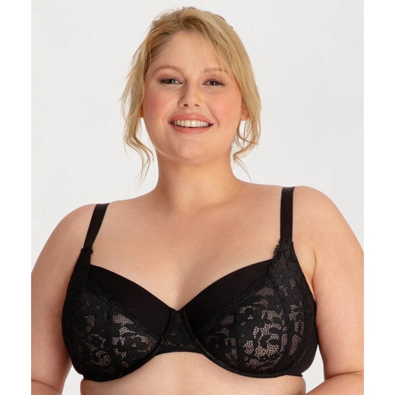 Underbliss Lacey Balconette Underwire Bra – Black 36DD