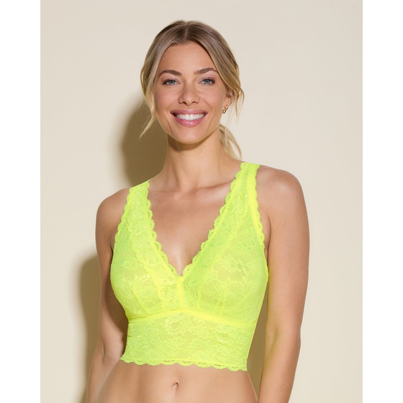 Bralette Curvy Plungie Longline Neon Yellow P