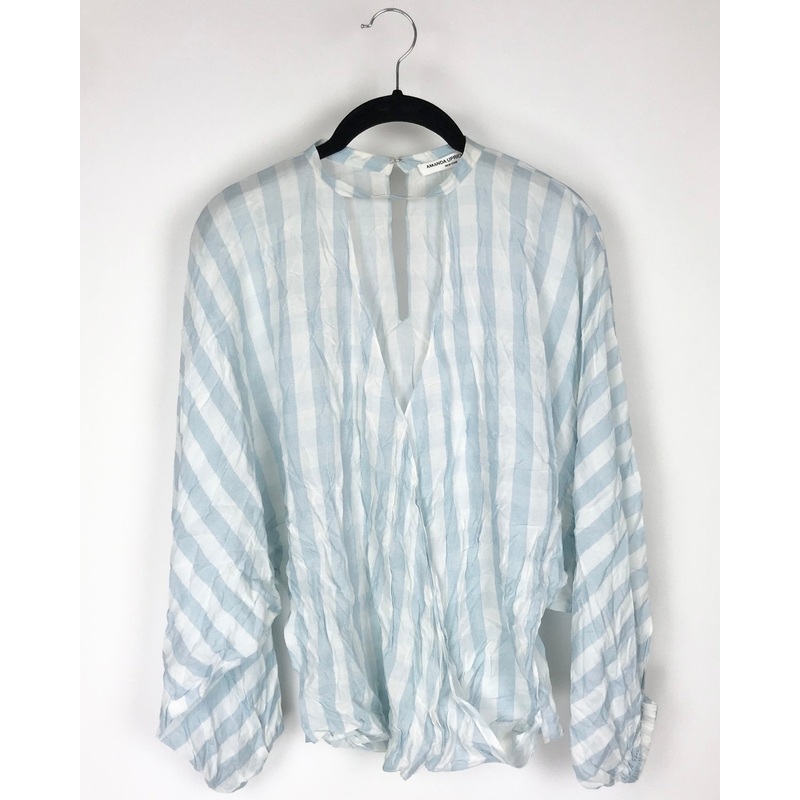 Light Blue and White Plaid Top – Small