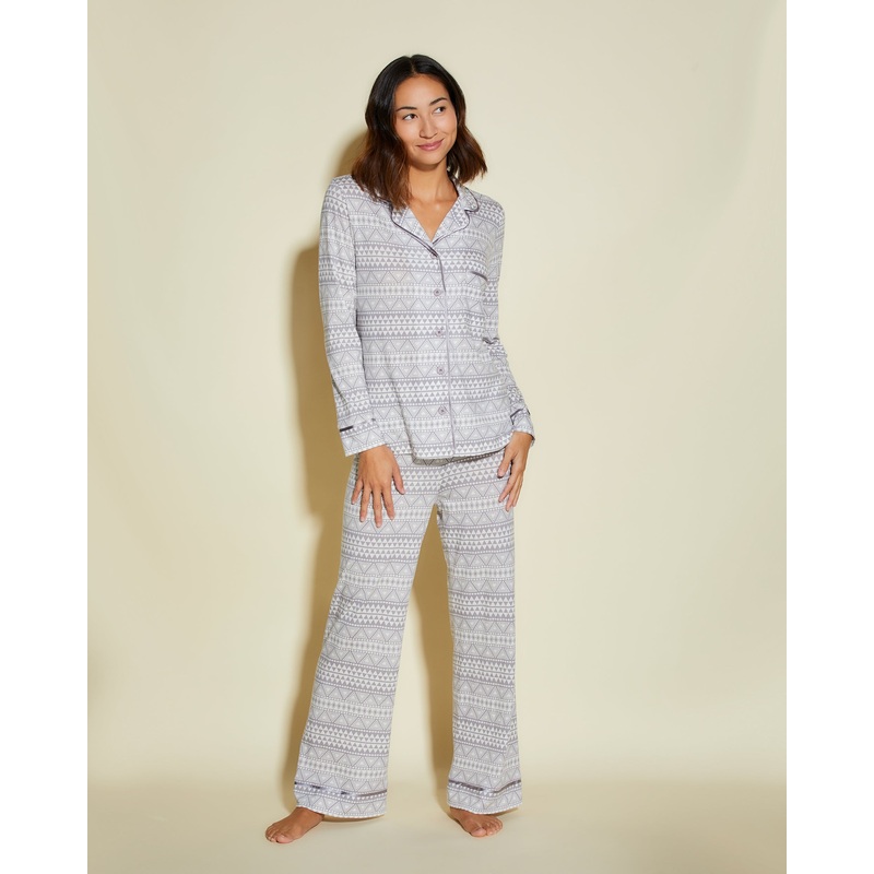 Pigiama Petite Con Top A Maniche Lunghe E Pantaloni Geo Dove Gray/Dove Gray PS