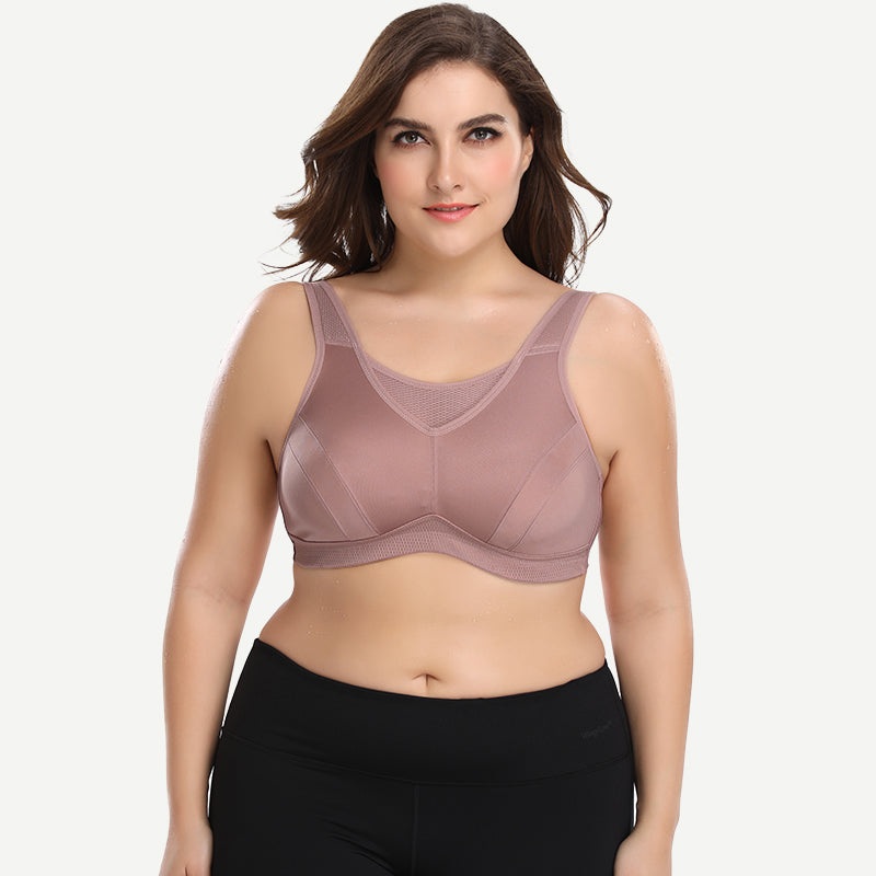 Plus Size Solid Absorb Breathable Sports Bra Amber 42B/95B