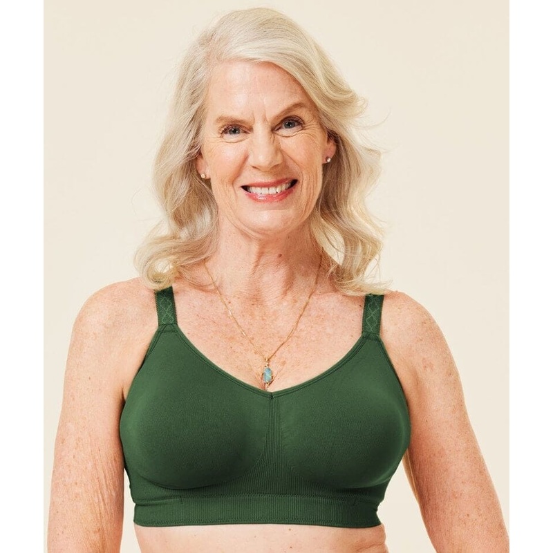 Sugar Candy Fuller Bust Seamless F-Hh Cup Wire-Free Lounge Bra – Forest Green XS