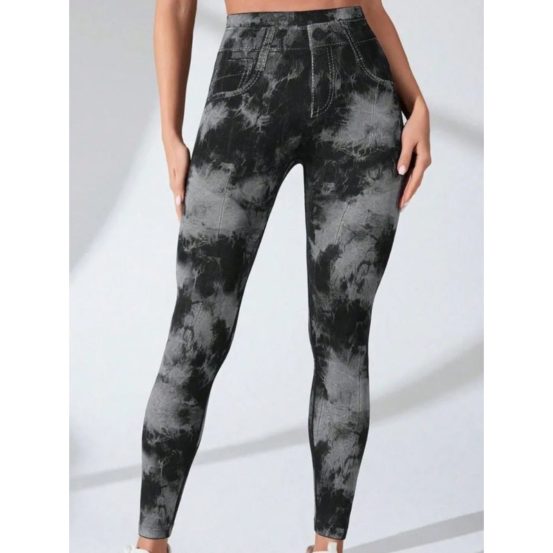 Tie-Dye High Waist Active Leggings Black S