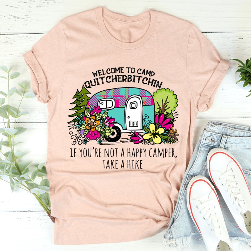 Welcome To Camp Quitcherbitchin Tee Heather Prism Peach S