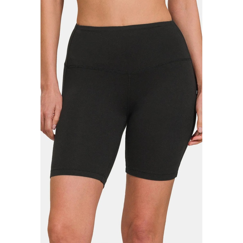 Zenana High Waist Active Shorts Black S