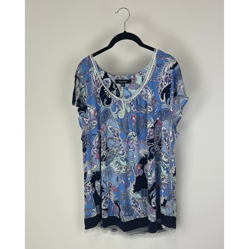 Blue Paisley Patterned Sleep Shirt – 1X