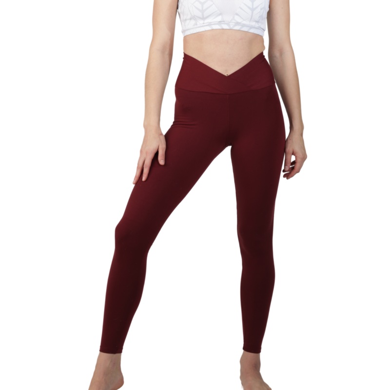 DANIELLA BURGANDY Activewear V Fold Legging XS