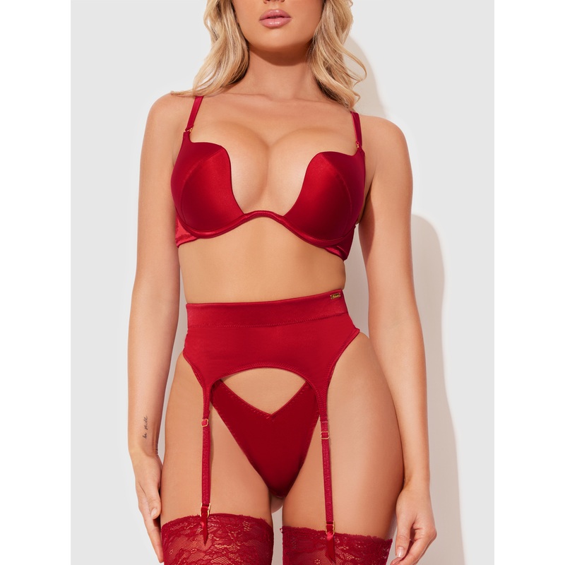 Petra Satin Garter Crimson Red S