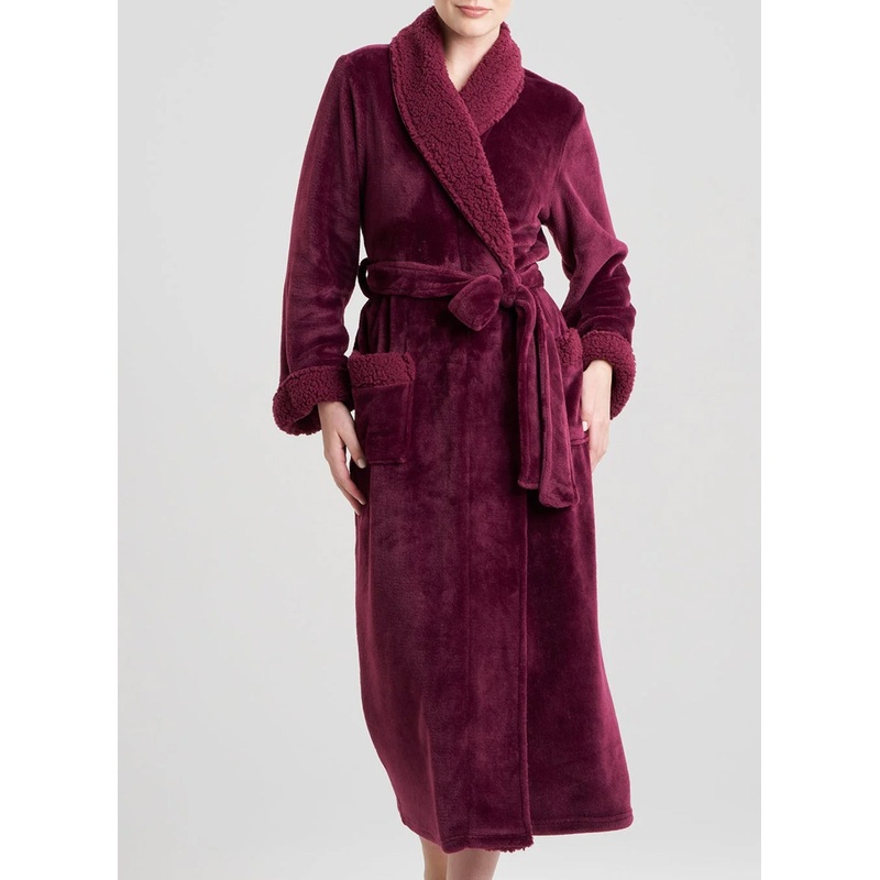 Plush Sherpa Cherry Lacquer Long Robe Cherry Lacquer XS