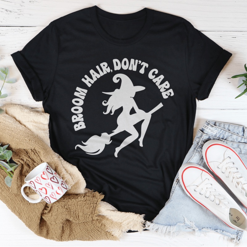 Broom Hair Don’t Care Tee Black Heather S