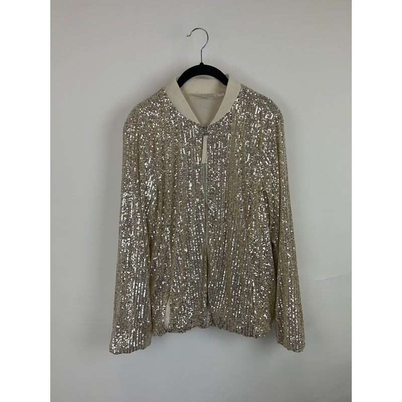 Gold Sequin Bomber Jacket – Size 6/8