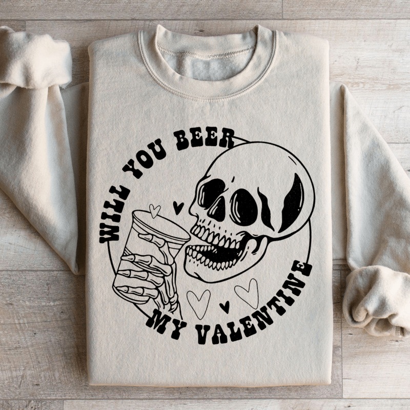 Will You Beer My Valentine Sweatshirt Black S