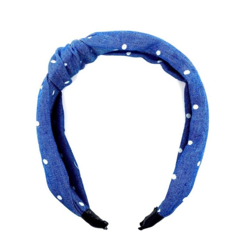 Blue And White Polka Dot Knotted Headband