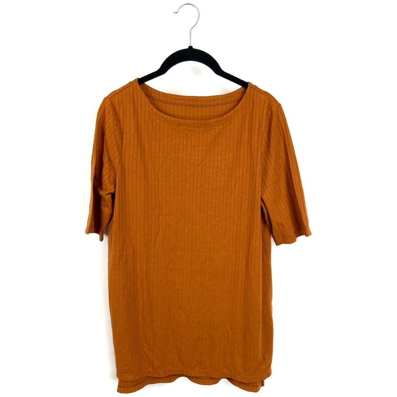Burnt Orange Ribbed Short Sleeve Top – Size 6/8