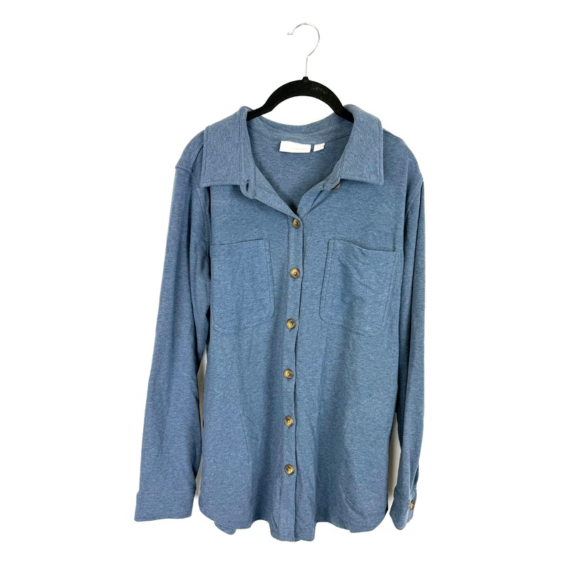 Stone Blue Button Up Long Sleeve Top – Size 6/8