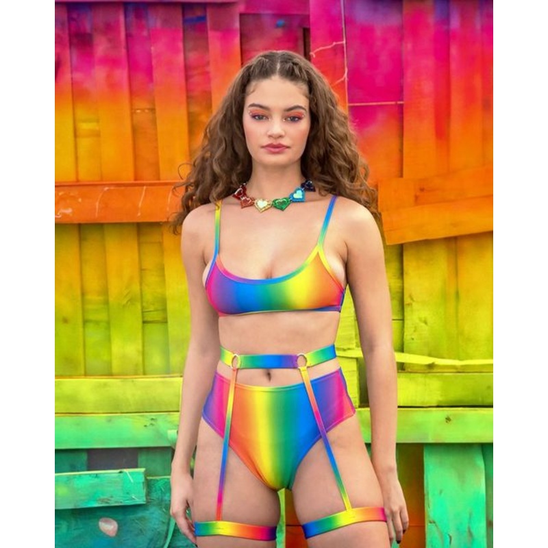 ElectroGlow Rainbow Rave Shorts Rainbow Small/Medium