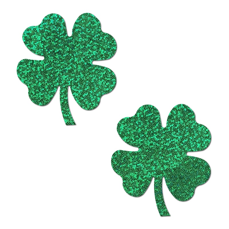 Four Leaf Clover: Glittering Green Shamrocks Nipple Pasties by Pastease Green