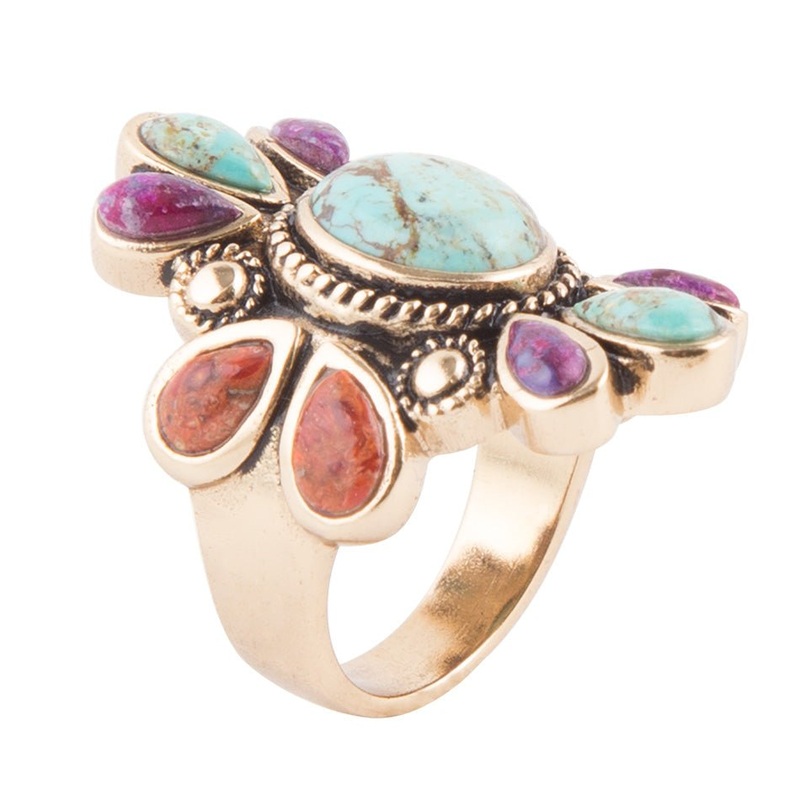 Native Color Turquoise Multi Stone Ring 7