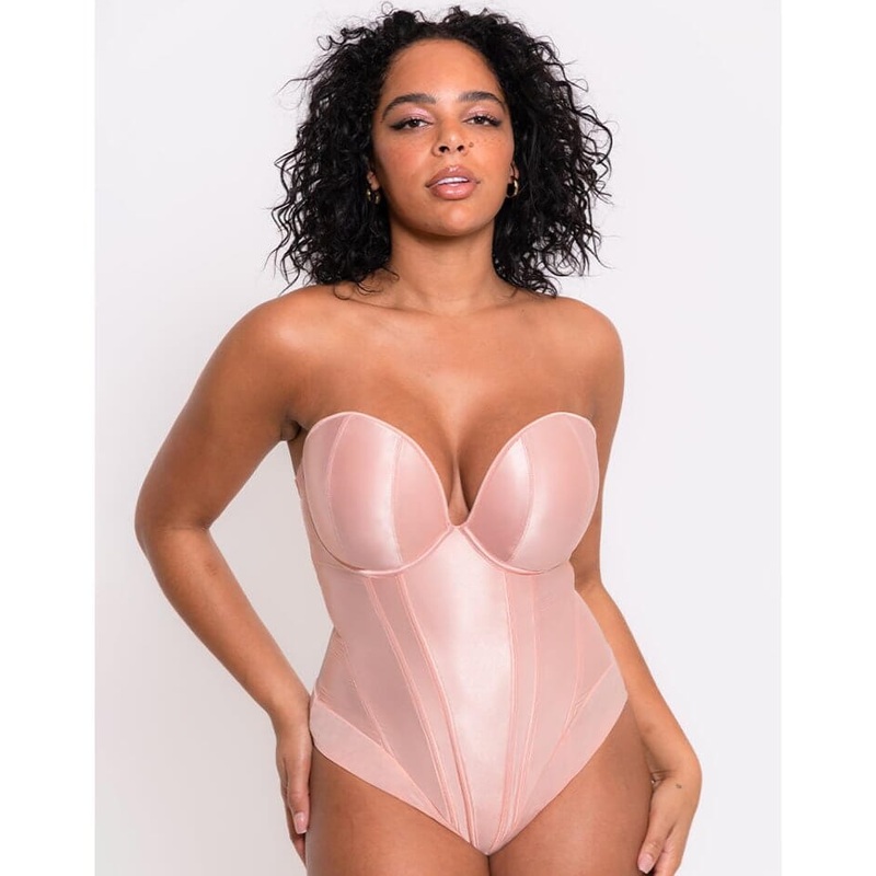 Scantilly Classique Plunge Padded Strapless Bodysuit – Powdery Pink 30DD/E