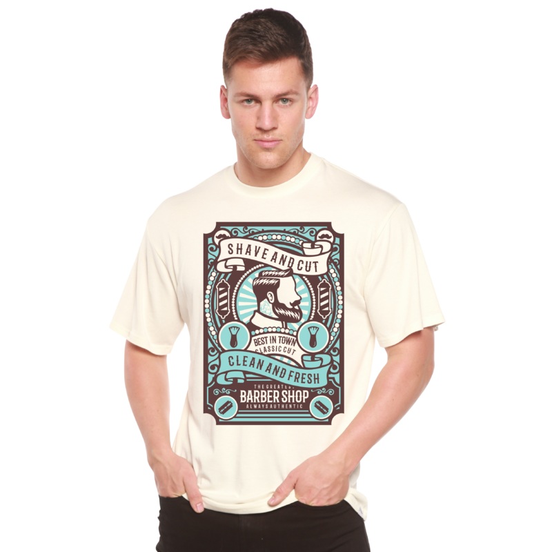 Shave and Cut Spun Bamboo Men’s Bamboo Viscose/Organic Cotton Short Sleeve Graphic T-Shirt Medium Black