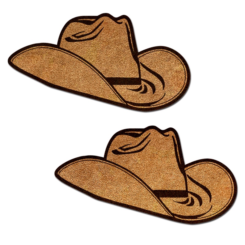 Wild West Brown Suede Cowboy Hat Nipple Pasties Stylish Nipple Covers by Pastease