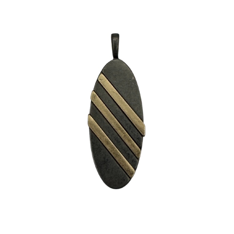 Dark Oval Charm With Gold Detailing