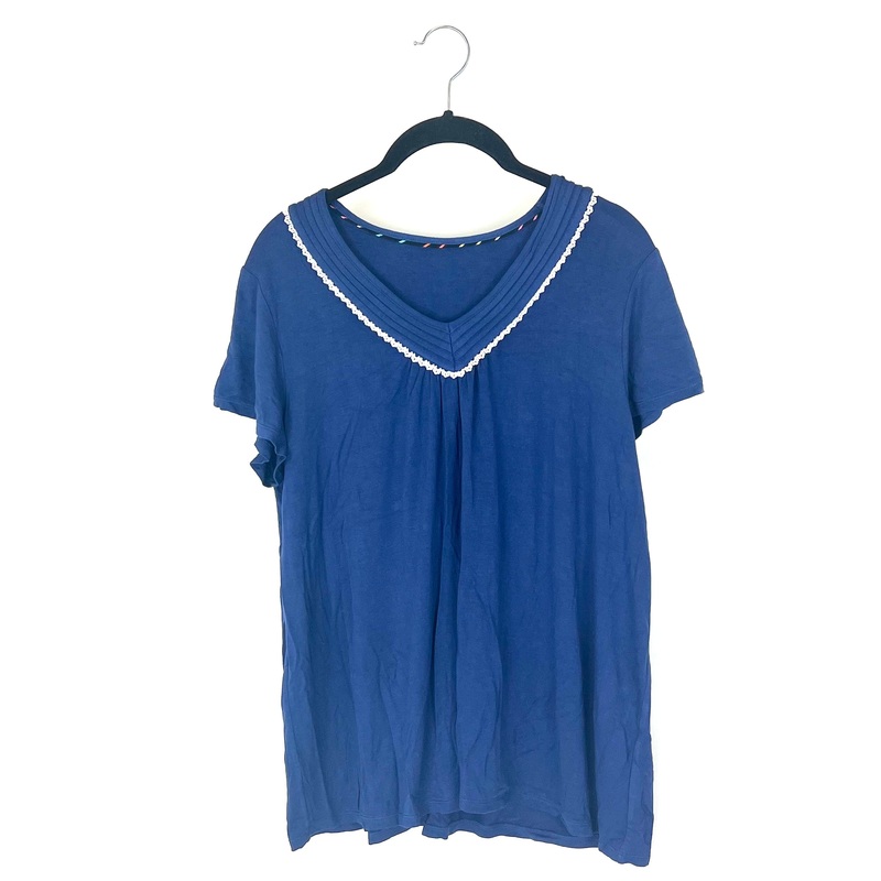 Navy Blue Lace Trim Sleep T-Shirt – Size 6-8