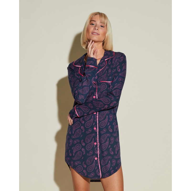 Printed Nightshirt Navy Paisley XS