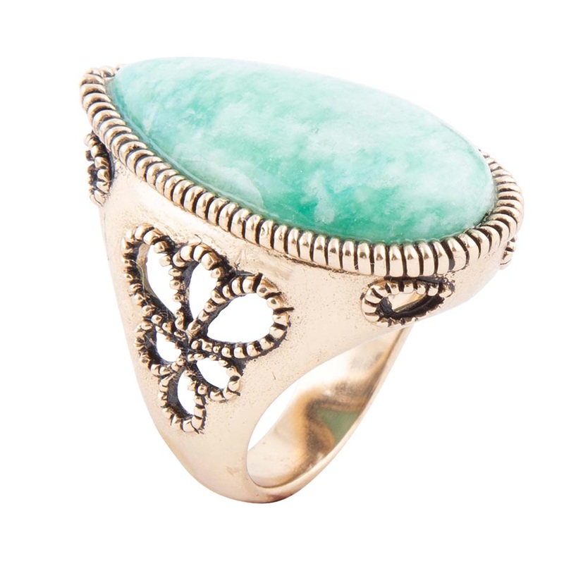 Soledad Blue Amazonite Golden Bronze Ring 7