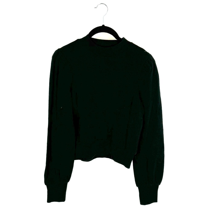 Black Cropped Mock Neck Long Sleeve Top – Small