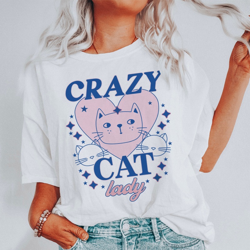 Crazy Cat Lady Tee White S