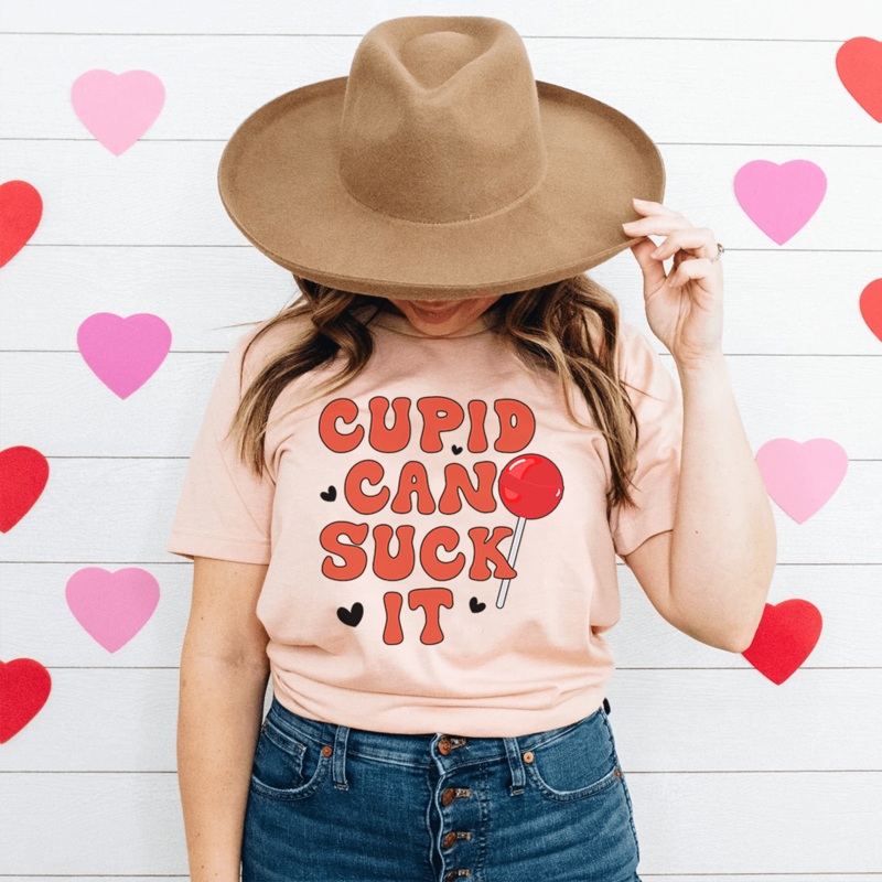Cupid Can Suck It Tee Heather Prism Peach S
