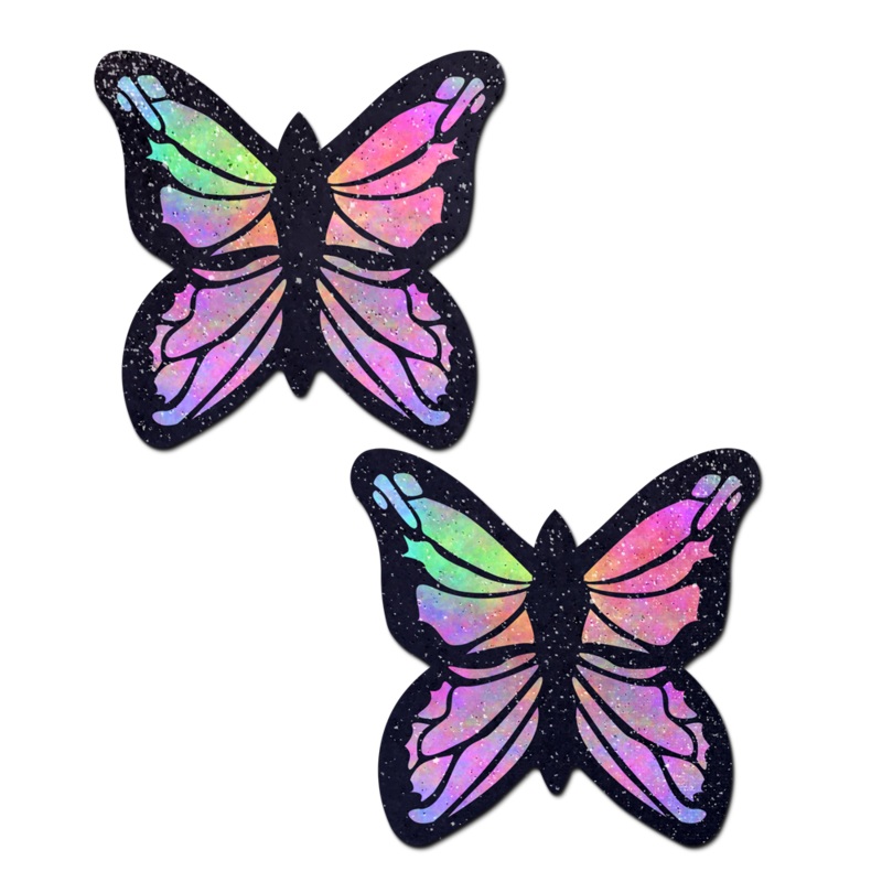 Monarch: Glitter Pastel Rainbow Butterfly Nipple Pasties by Pastease Rainbow