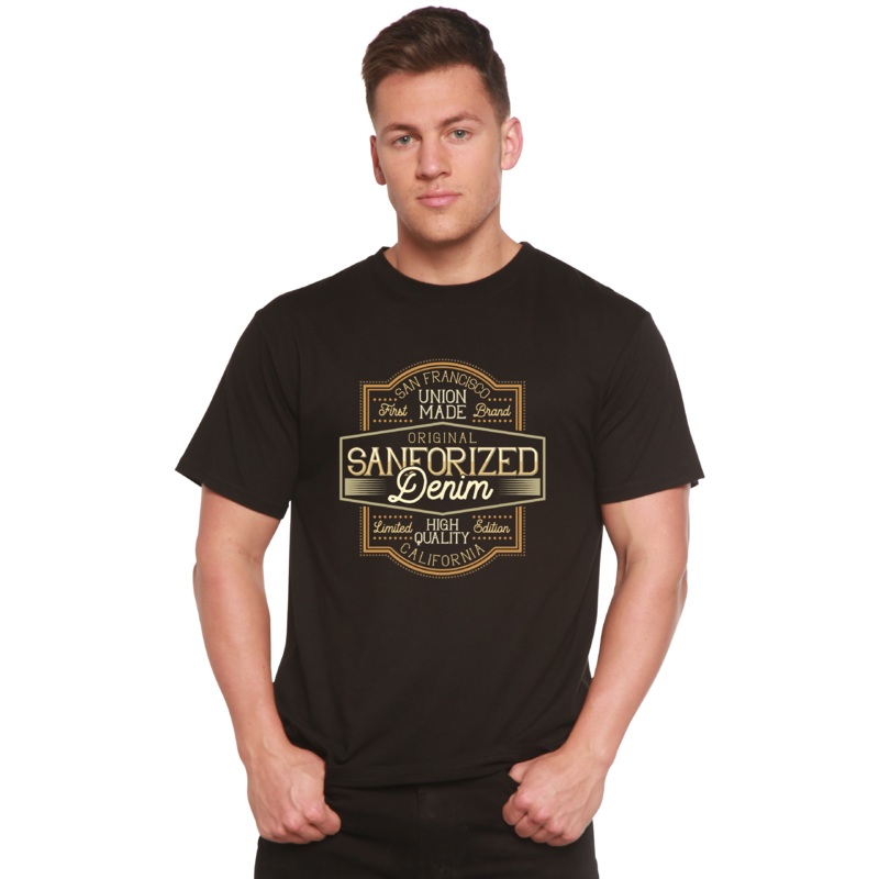 Original Sanforized Denim Men’s Bamboo Viscose/Organic Cotton Short Sleeve Graphic T-Shirt Medium Black
