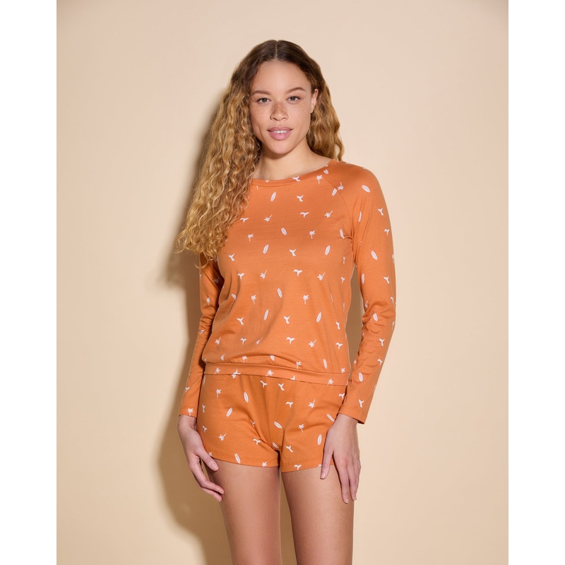 Long Sleeve Top & Boxer Lounge Set Pacific XS