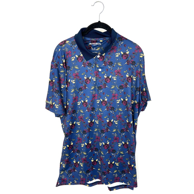 MENS Navy Floral Golf Shirt – Slim Medium