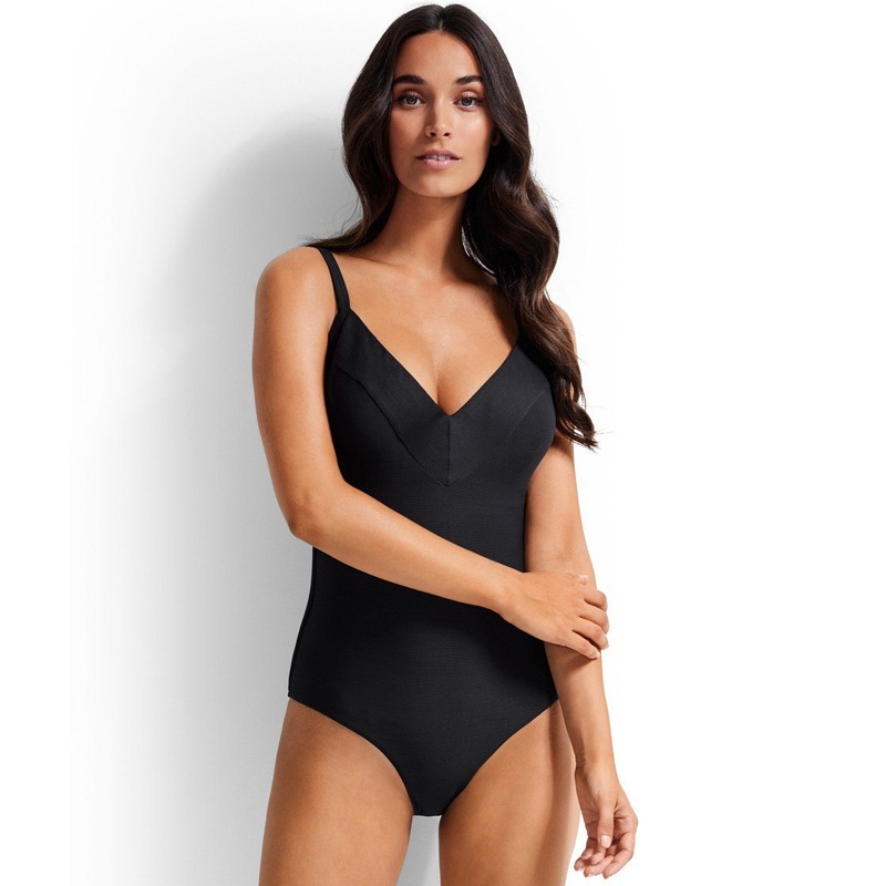 Mila Mini Rib D-F Cup V Maillot One Piece Swimsuit – Nero