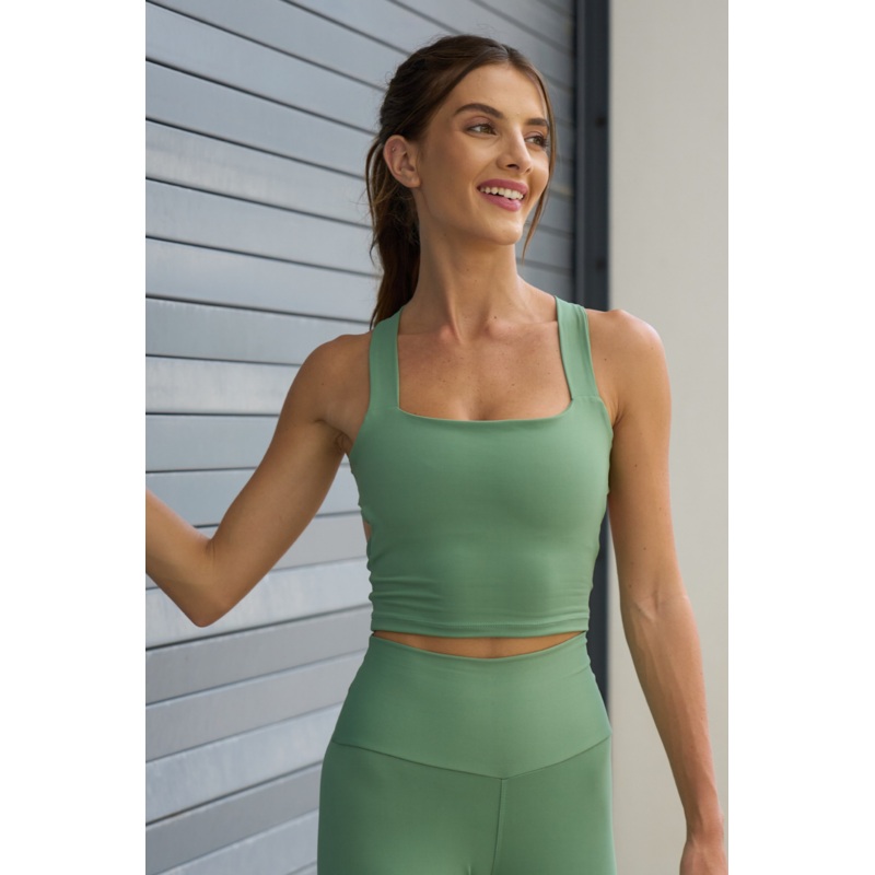 NATALIE SAGE GREEN Activewear Crop Top XS