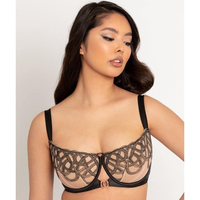 Scantilly Lovers Knot Balcony Bra – Black/Latte Beige 34DD