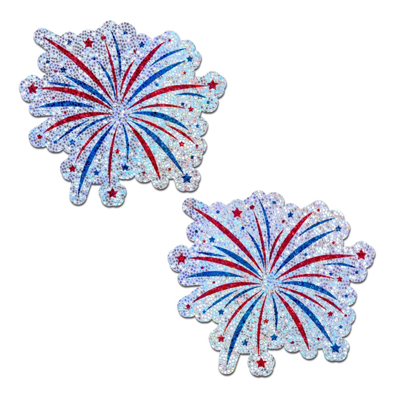 Fireworks Pasties Patriotic Explosion Glitter Nipple Covers by Pastease