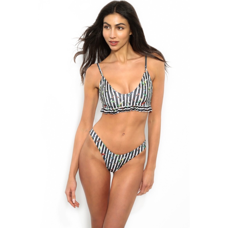 ISABELLE BIRDS & STRIPES Bikini Top S