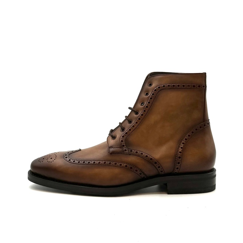 MENS Smooth Leather Russet Brown Lace Up Boot – Size 10