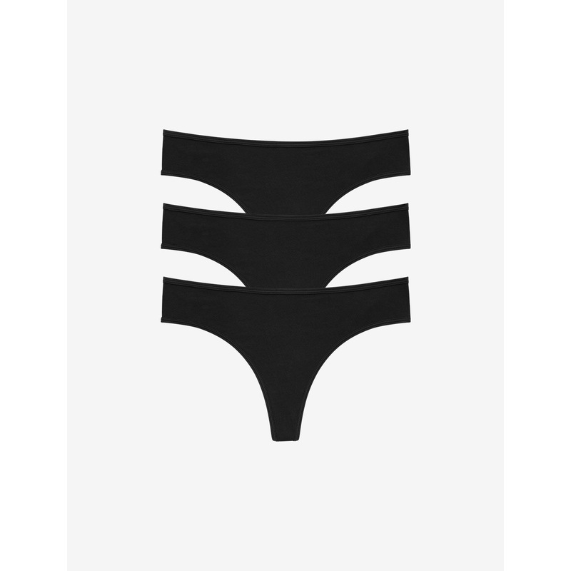 Organic Cloud Cotton Thong – 3 Pack black XS
