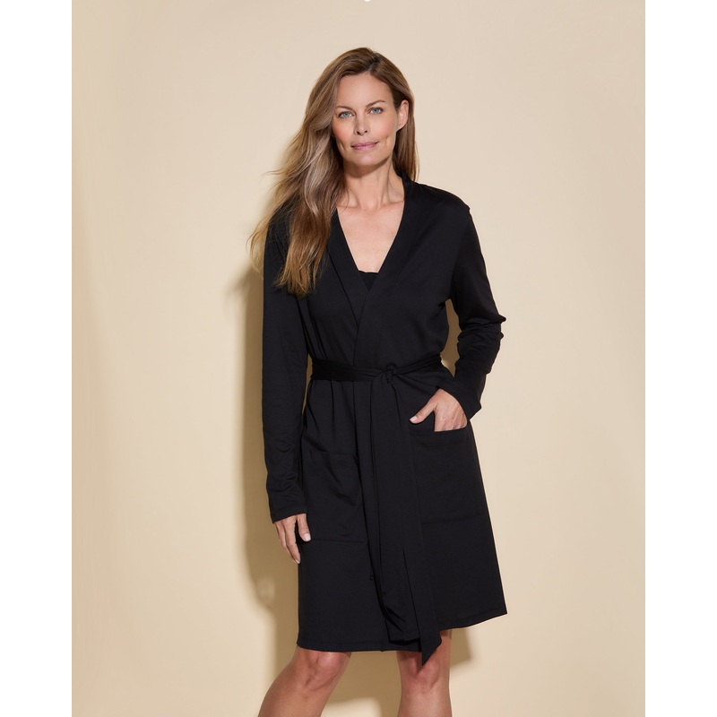 Robe  Manches Longues Avec Poches Noir XS