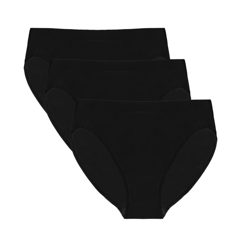 Women’s Bamboo/Cotton High Leg Brief Style Underwear Black Color – 3-pack Small